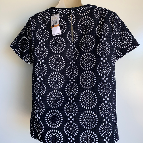 NWT MICHAEL KORS Navy White Lazer Cut Dress Top Size Small - Picture 4 of 6